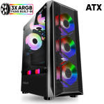 Armaggeddon Gaming Pc Case Dual Chamber With 3 Argb Fans Tritron 2 Black - (TRITRON2-B)
