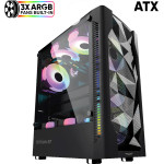Armaggeddon Gaming Pc Case Dual Chamber With 3 Argb Fans Tritron 3 Black - (TRITRON3-B)