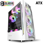 Armaggeddon Gaming Pc Case Dual Chamber With 3 Argb Fans Tritron 3 White - (TRITRON3-W)