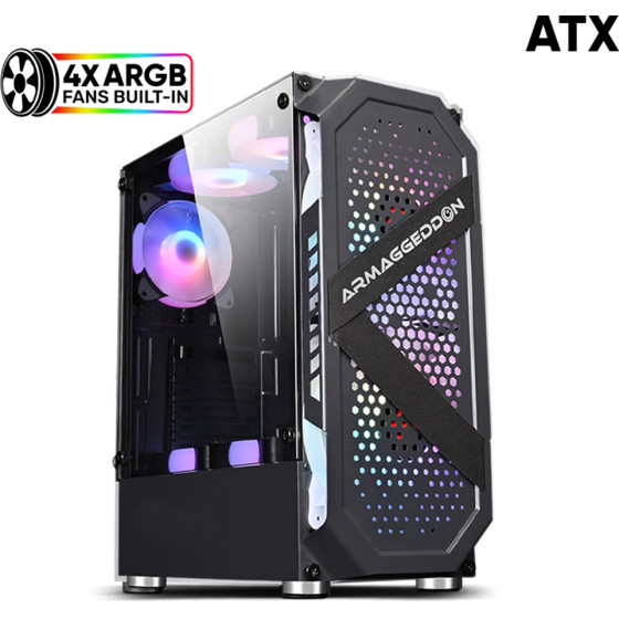 Armaggeddon Gaming Pc Case With 4 Argb Fans Tritron Pro 200 Black - (TRITRON200PRO-B)