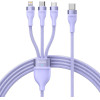 Baseus 3in1 Usb Cable Flash Series 2, USB-C + Micro Usb + Lightning, 100W, 1.5m (purple) - (CASS030205)