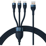 Baseus 3in1 Usb Cable Flash Series, USB-C + Micro Usb + Lightning, 100W, 1.2m (blue) - (CASS030003)