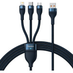 Baseus 3in1 Usb Cable Usb 3in1 Flash Series, USB-C + Micro + Lightning 66w, 1.2m Blue - (CASS040003)