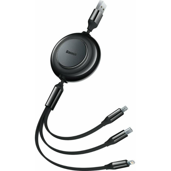 Baseus Bright Mirror 2 Flat / Retractable Usb To Type-C / Micro Usb / Lightning Cable 3.5A ����� 1.1m - (CAMJ010001)