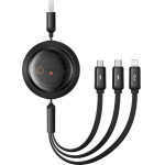 Baseus Fast Charging Cable 3in1 Free2DRaw Usb To Micro USB+USB-C+Lightning 3.5A 1.1m Black - (P10368700111-02)