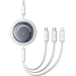 Baseus Fast Charging Cable 3in1 Free2DRaw Usb To Micro USB+USB-C+Lightning 3.5A 1.1m White - (P10368700211-01)