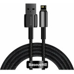 Baseus Tungsten Gold Cable Usb To Ip 2.4a 2m Black - (CALWJ-A01)