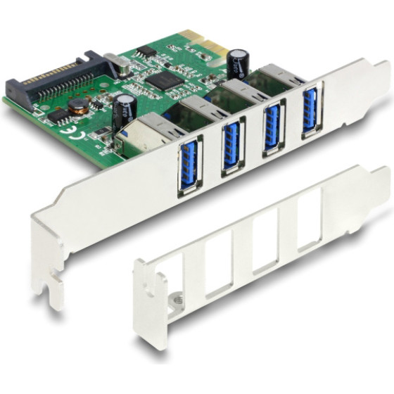 DeLock ����� ��������� Pci Express x1 �� 4x Usb 5 Gbps - (89360)