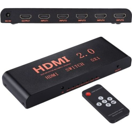 Hdmi Switch Metal 5 In / 1 Out 4K x 2K Remote