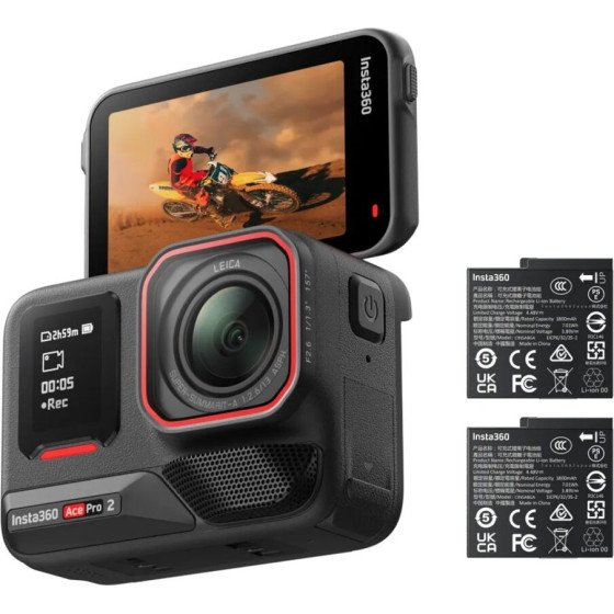 Insta360 Ace Pro 2 (Dual Battery Bundle) Action Camera 8k - Dual Ai Chip - (CINSBBGA/ACEPRO208)