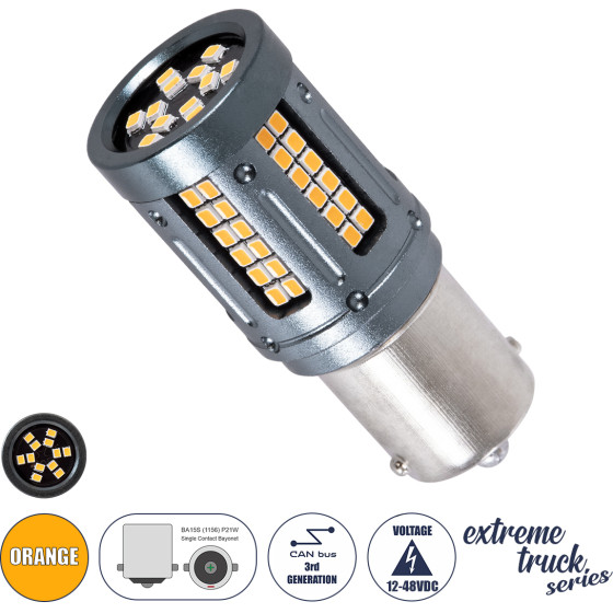 GloboStar 1156 - BA15S - P21W ����� ����������� & �������� Led 3rd Generation Can-Bus Extreme Truck Series 84xSMD3030 9.6W 1152lm 360� Dc 12-48V IP20 �2 x �5cm ��������� - (81271)