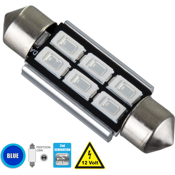 GloboStar C5W ����� ����������� 39mm Festoon 2nd Generation Can-Bus Series Led 6 Smd 5630 4W 480lm 120� Dc 12V IP20 ���� - (81317)