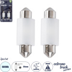 GloboStar C5W ������ ����������� Led 36mm Festoon 3rd Generation Can-Bus Extreme Truck Series 2xSMD3030 3W 450lm 120� Dc 12-24V IP20 �3.6 x �12.5 x �1cm ����� ����� 6000K - ��� 2 �������� �� Blister - (81333-B)