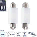GloboStar C5W ������ ����������� Led 39mm Festoon 3rd Generation Can-Bus Extreme Truck Series 2xSMD3030 3W 450lm 120� Dc 12-24V IP20 �3.9 x �12.5 x �1cm ����� ����� 6000K - ��� 2 �������� �� Blister - (81334-B)