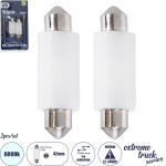GloboStar C5W ������ ����������� Led 42mm Festoon 3rd Generation Can-Bus Extreme Truck Series 2xSMD3030 3W 450lm 120� Dc 12-24V IP20 �4.2 x �12.5 x �1cm ����� ����� 6000K - ��� 2 �������� �� Blister - (81335-B)