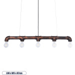 GloboStar Canal Vintage Industrial �������� ��������� ������ �������� 5 x E27 AC220-240V IP20 - �88 x �5 x �7cm - ���� ������� ��������� ���� - (01070)