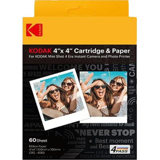 Kodak Paper & Cartidge 4PAss For Mini 4 Era 4' X 4' (60pCs pack) - (KOICRG4060P60)