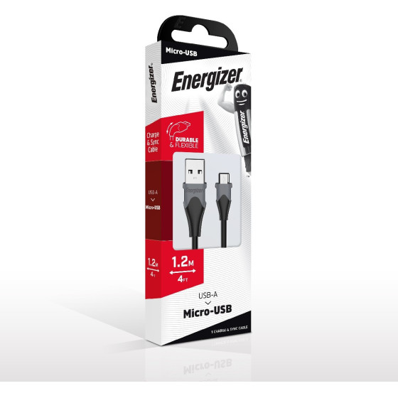 Energizer ������� �������� Bicolor 2.4A Micro-Usb 1.2m ����� - (C610MGBK)
