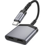 Hoco ��������� ����� ���� USB-C �� ����� ����� �� 2�USB-C ��� ���������� ��� ��� ���� - (LS40)