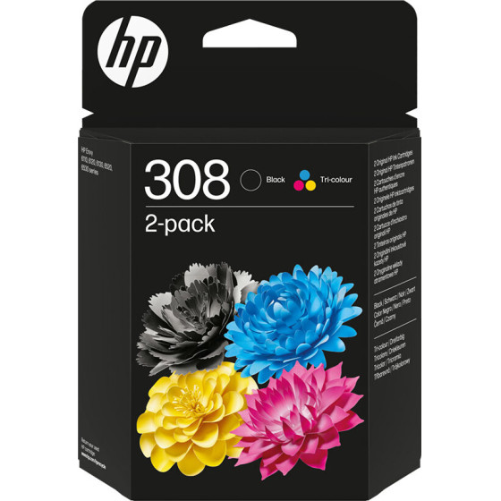 HP 308 Black_Tri-Color Ink Cartridge Combo 2-Pack - (6L6S6UE)