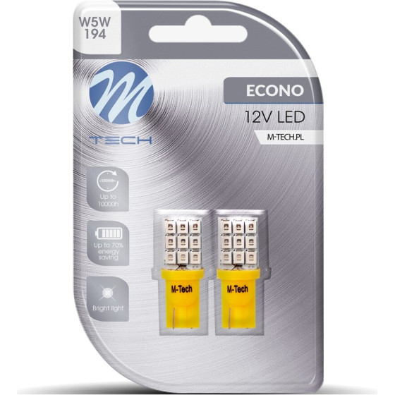 M-Tech T10 W5W 12V W2,1x9,5d Led 9xSMD2835 ������� ������� ������� Blister - 2 ���. - (LB021Y)