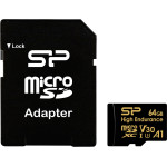 Silicon Power ����� ������ Microsdhc High Endurance, 64GB, Class 10 UHS-I U3 A1 V30 - (SP064GBSTXDV3V1HSP)