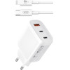 XO L117 ���������, 2 ����� PD45W ��� 1 ���� QC3.0 18W, �� ������� Lightning - (XO-L117L)
