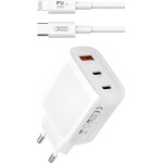 XO L117 ���������, 2 ����� PD45W ��� 1 ���� QC3.0 18W, �� ������� Lightning - (XO-L117L)