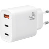 XO L117 ���������, 2 ����� PD45W ��� 1 ���� QC3.0 18W, �� ������� Lightning - (XO-L117L)