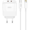 XO L140 Gan Nitride ��������� 35W USB-C , 2 �����, �� ������� LIGHTNING, ������ - (XO-L140L)