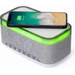 Gembird Digital Alarm Clock With Speaker And Wireless Charging Function WHITE/Light Grey - (DAC-SPKBT-QC15-GR)