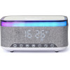 Gembird Digital Alarm Clock With Speaker And Wireless Charging Function WHITE/Light Grey - (DAC-SPKBT-QC15-GR)