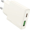 Hoco ��������� �������� �� 2 ������� �������� USB-C PD30W ��� Usb 18W QC3.0 Slim Moonlight White - (N45 Biscuit)