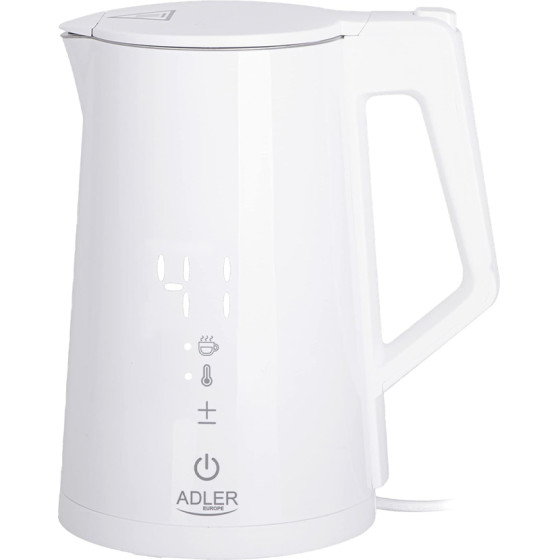 Adler Led Electric Kettle With Temperature Control 1.7L Strix White - (AD1345W)