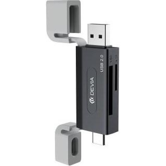 Devia Hub Usb A + Usb C To SD/Tf 2 �� 1 Card Reader Smart ����� - (EL239)