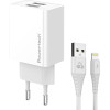 Powertech ��������� ������ �� ������� Lightning, 2x USB, 12W, ������ - (PT-1325)