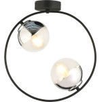 GloboStar City Modern Ceiling Ball Light 2 X E27 IP20 Black Metal With Clear Glass - L45 X W15 X H55CM - (202-0040)