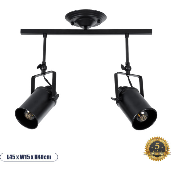 GloboStar Hollywood Vintage ��������� ������ ������ 2 x E27 ����� ��������� ���� �44 x �13 x �36cm - (01154)