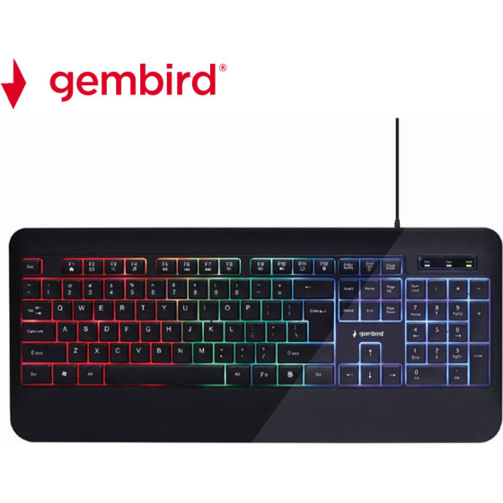 Gembird Slim Rainbow Backlight Multimedia Keyboard Us Layout Black - (KB-UML-03)