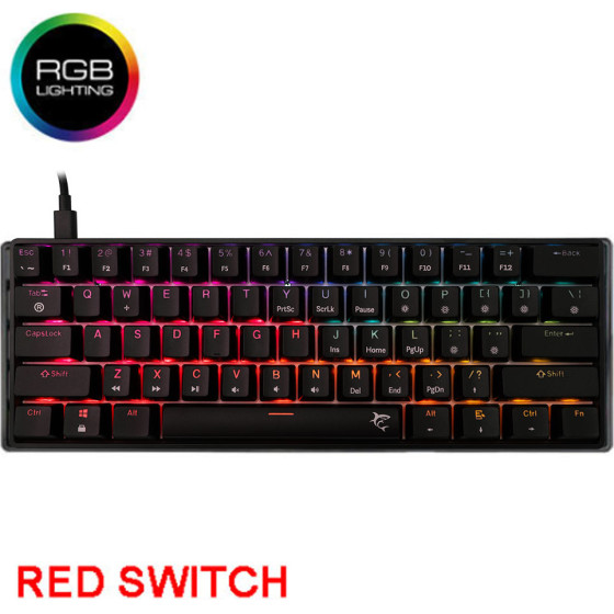White Shark Mechanical Keyboard Red Switch GK-004111 Black - (SHINOBI-2-B-US-RED.SW)
