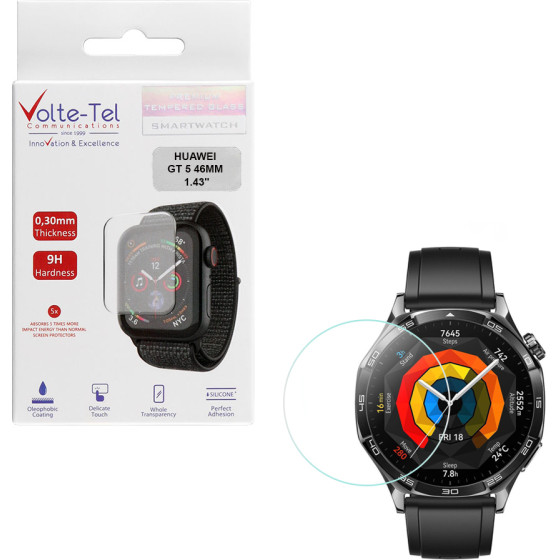 Volte-Tel Tempered Huawei Gt 5 46MM 1.43'' 9H 0.30mm 2.5D Full Glue Full COVER