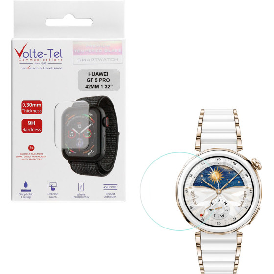 Volte-Tel Tempered Huawei Gt 5 Pro 42MM 1.32'' 9H 0.30mm 2.5D Full Glue Full COVER