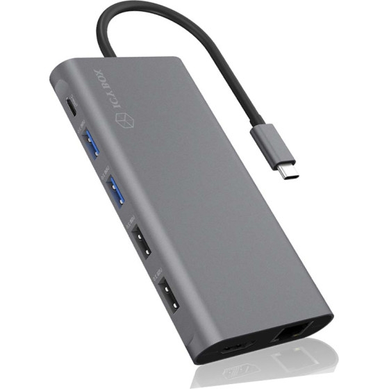 Icy Box 12 In 1 TYPE-C Dock (Hub + Hdmi + Dp + Card Reader + LAN) PD100W - (IB-DK4050-CPD)