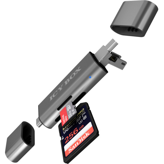 Icy Box Otg 2-Port Card Reader Anthracite - (IB-CR200-C)