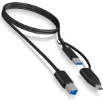Icy Box Usb 3.2 PLUG-B To Usb & TYPE-C 1M Black - (IB-CB032)