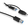 Icy Box Usb 3.2 PLUG-B To Usb & TYPE-C 1M Black - (IB-CB032)