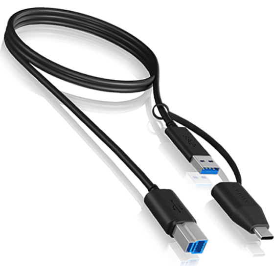 Icy Box Usb 3.2 PLUG-B To Usb & TYPE-C 1M Black - (IB-CB032)