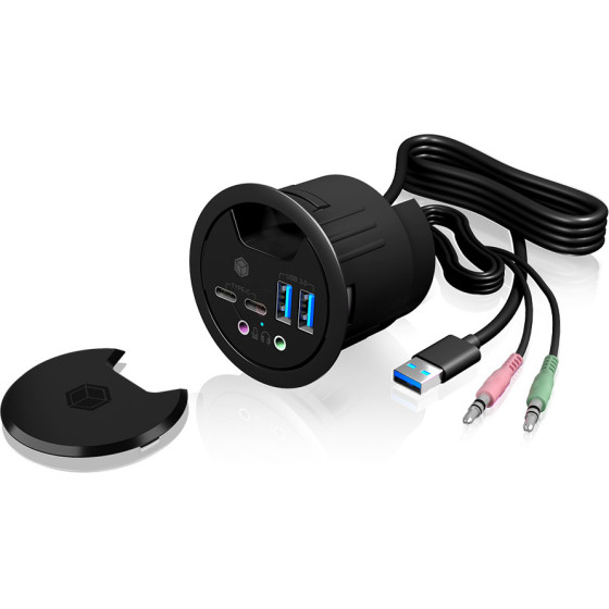 Icy Box 4-Port Usb 3.2 Desk Hub With Audio IN/Out Ports - (IB-HUB1403B)