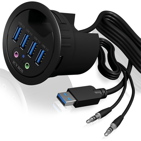 Icy Box 4-Port USB3.2 Desk Hub With Audio IN/Output - (IB-HUB1403A)