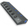 Icy Box 7-Port USB3.2 Aluminium Hub With Individual ON/Off SWITCHES, Power Supply And Cable 1M - (IB-HUB1701-C3)